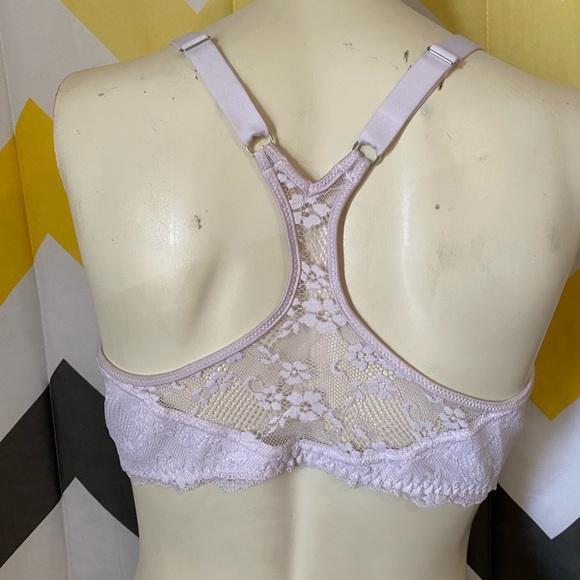 White Maidenform 38C lace racerback front closure - Picture 3 of 13